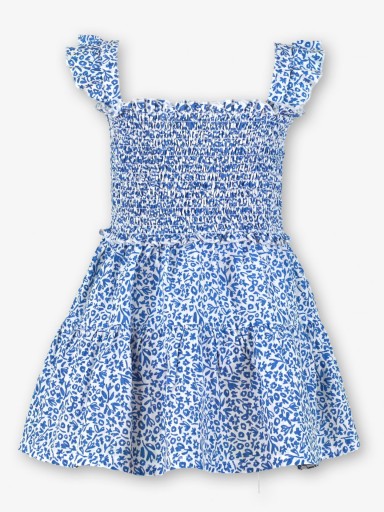 Miranda vestido Infantil Cuerpo Elástico Estampado Azul "Hibisco" 0628/V [3]