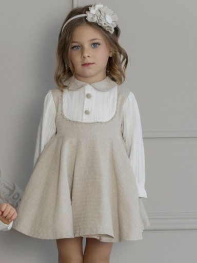 Miranda Vestido Infantil Ceremonia Tostado Imitación Conjunto Pichi "Charlotte" 0222/V [1]