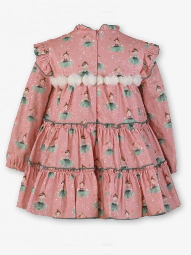 Miranda Vestido Infantil Ceremonia Rosa Palo Estampado Muñecas Tu-tu Gris "Courtney" 0618/V [1]