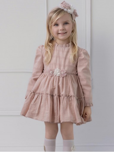 Miranda Vestido Infantil Ceremonia Rosa Palo Aplicación Floral "Dorothy" 0224/V