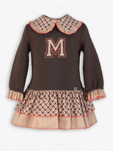 Miranda Vestido Infantil Coqué Marrón Estampado Geométrico "Cornelia" 0609/V