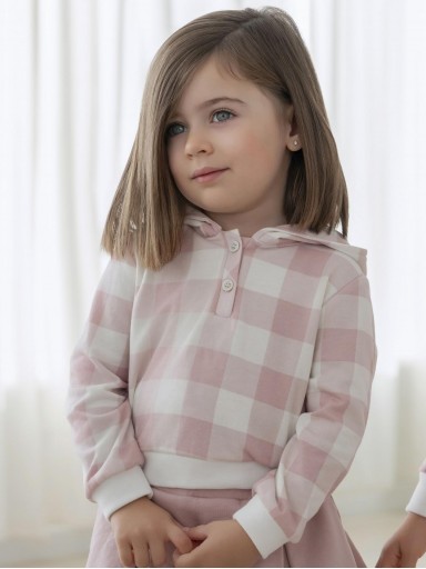 Miranda Sudadera Infantil Cuadro Grande Rosa Serigrafia Gatito Detective "Maeve" 0618/1  [0]