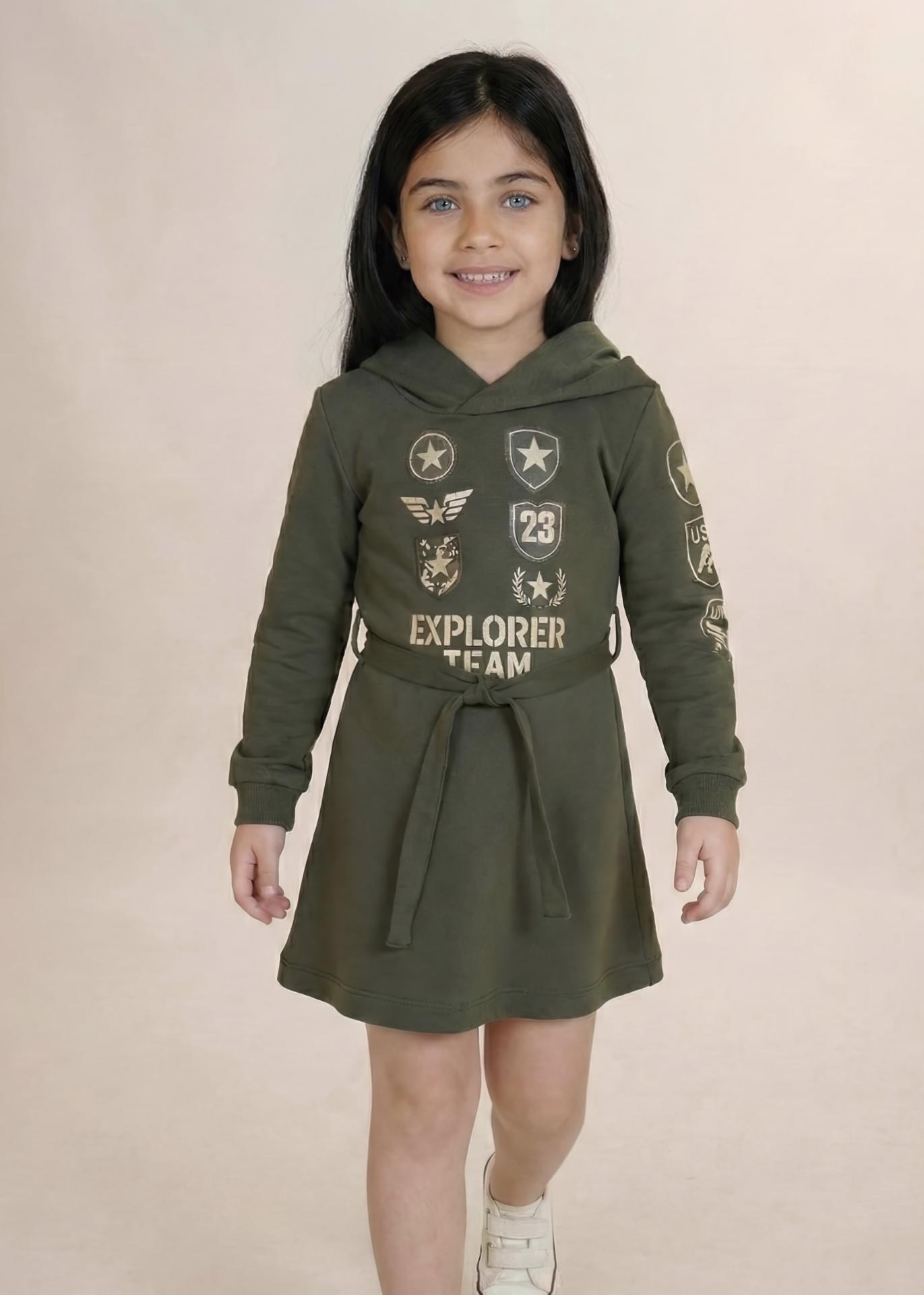 Vera By Nekenia Vestido Infantil Tipo Sudadera Insignias Verde "Vela" 26IV06