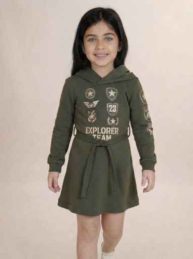 Vera By Nekenia Vestido Infantil Tipo Sudadera Insignias Verde "Vela" 26IV06