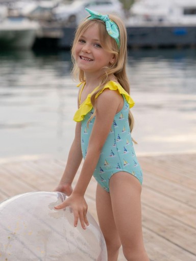 Miranda Bañador Infantil Veleros Tirantes Asimetricos Volante "Lila" 0802/B [1]