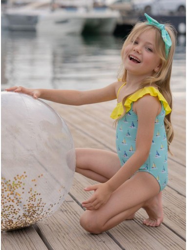 Miranda Bañador Infantil Veleros Tirantes Asimetricos Volante "Lila" 0802/B [2]