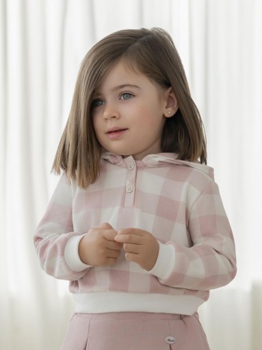 Miranda Sudadera Infantil Cuadro Grande Rosa Serigrafia Gatito Detective "Maeve" 0618/1  [1]