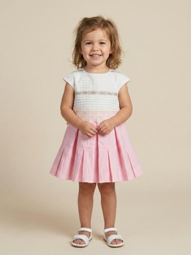 Miranda vestido bebe Rosa Pasacintas Rosa Lazadas Espalda Falda Tablas 035/0135/V