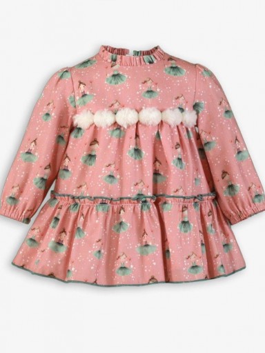 Miranda Vestido Bebe  Rosa Palo Estampado Muñecas Tu-tu Gris "Courtney" 0518/V [2]