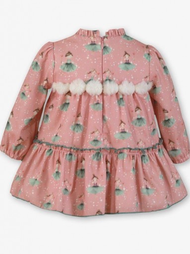 Miranda Vestido Bebe  Rosa Palo Estampado Muñecas Tu-tu Gris "Courtney" 0518/V [3]