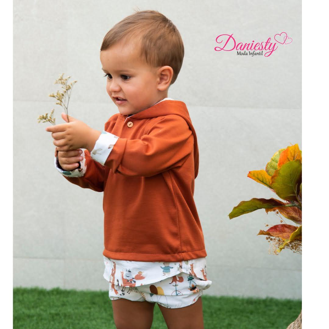 Daniesty Conjunto Niño Pantalon Blanco Animales del bosque Sudadera con Capucha Caldera Familia Foret 007