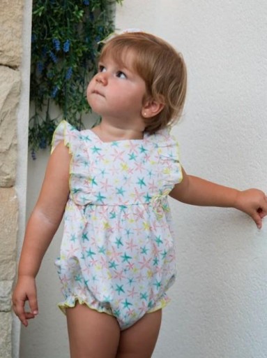 Daniesty Pelele Blanco Estampado Estrellas de Mar Verde Agua y Naranja Familia Berlin 009 [0]