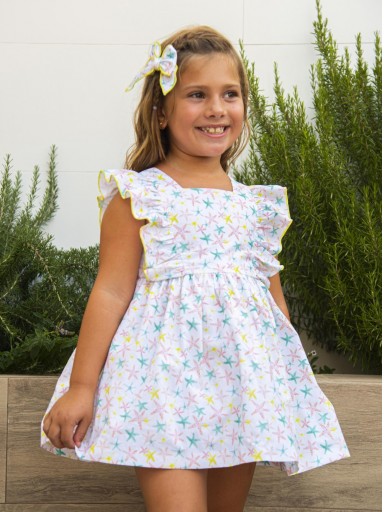 Daniesty Vestido Infantil Blanco Estampado Estrellas de Colores  Familia Berlin 002 [0]