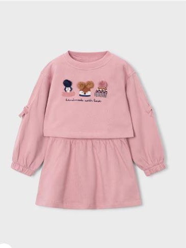 Mayoral Vestido Felpa Bordado 16-04917-016 Rosa Pastel