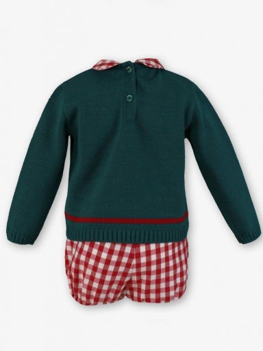 Miranda Conjunto Bebe Niño Jersey Verde Rombo Pantalón Cuadros "Willow" 0506/23 [1]