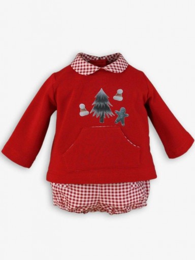 Miranda Conjunto Bebe Niño Sudadera Roja y Pantalón Cuadro Vichy Rojo "Chelsea" 0045/VB [0]
