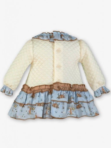 Miranda Vestido Bebe  Cloqué Beig Falda Volantes Estampada "Britanie" 0041/V  [1]