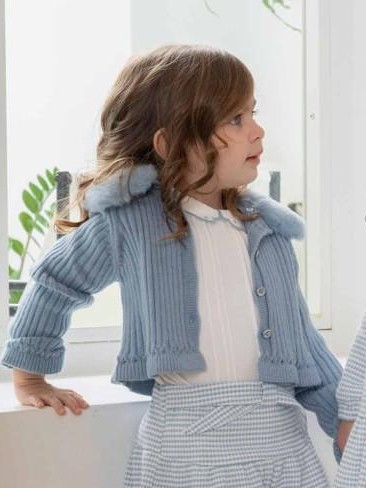 Miranda Chaqueta Punto Cuello Pelo Celeste "Lucy" 0620/CH [0]