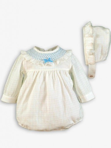 Miranda Pelele Bebe Cuello Con Gorro Nido Abeja Azul 0022/PG [0]