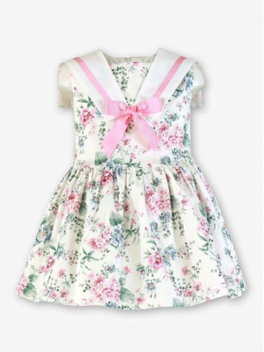 Miranda Vestido Infantil Estampado Flores Cuello Marinero Lazada "Camelia" 0252/V [2]