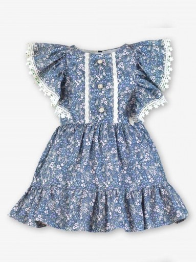 Miranda Vestido Infantil Estampado Flores Volante Hombros "Madreselva" 0248/V [2]