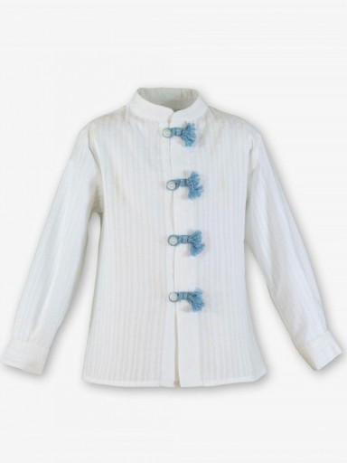 Miranda Conjunto Infantil Ceremonia Camisa m/l Blanca Pantalón Corto Azul "Geranio" 0228/23 [5]