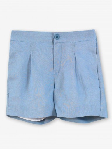 Miranda Conjunto Infantil Ceremonia Camisa m/l Blanca Pantalón Corto Azul "Geranio" 0228/23 [6]