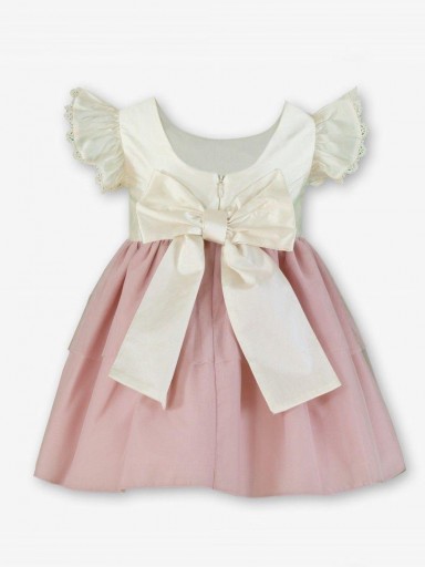 Miranda vestido Infantil Ceremonia Cuerpo encaje Crudo Falda Tul Rosa "Calendula" 0224/V [4]