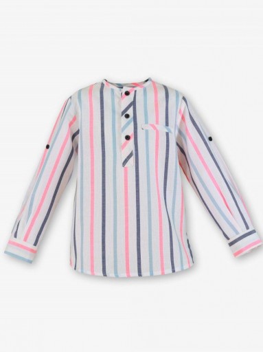 Miranda Conjunto Infantil Camisa m/l Rayas Pantalón Corto Azul "Peonía" 0244/23 [3]