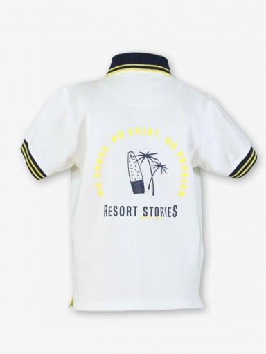 Miranda Polo Infantil m/c blanco detalles marino y amarillo "Hibisco" 0631/P [3]