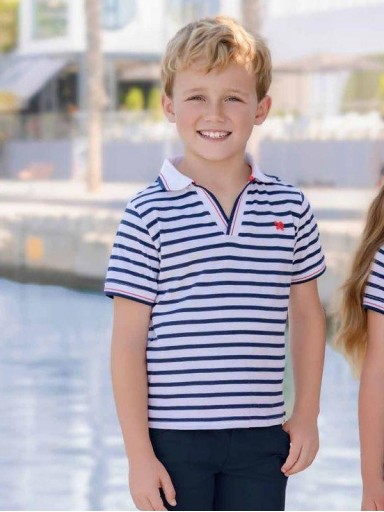 Miranda Polo Infantil Niño rayas Blanco y Marino "Madreselva" 1302/P [0]
