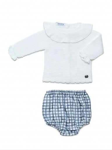 Juliana Vistiendo Bebés Conjunto Vichy Azul Volante 24596 [0]