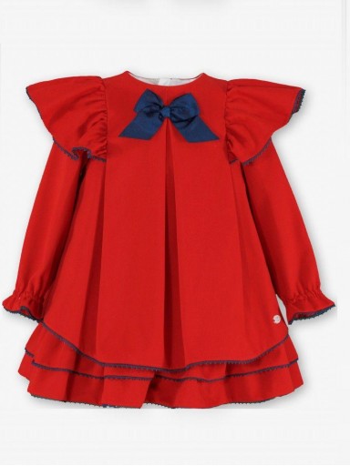 Miranda Vestido Infantil Ceremonia Rojo Pliegues Lazada Marino "Mulan" 0231/V [1]