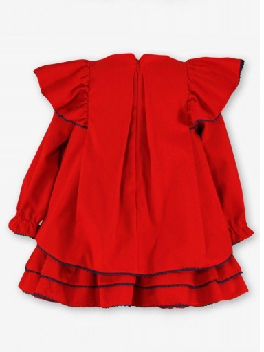 Miranda Vestido Infantil Ceremonia Rojo Pliegues Lazada Marino "Mulan" 0231/V [2]
