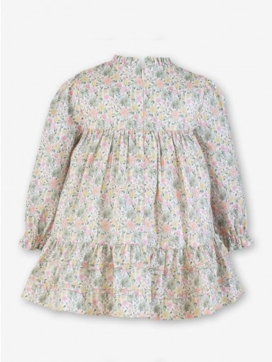 Miranda Vestido Infantil Estampado Flores Rosa y Verde Tiras Puntilla Rosa "Tinker Bell" 0248/V [2]