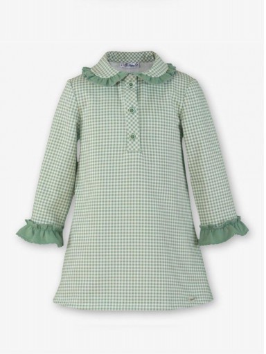 Miranda Vestido Infantil Cuadro Vichy Verde Corte Evasé "Cenicienta" 0614/V [1]