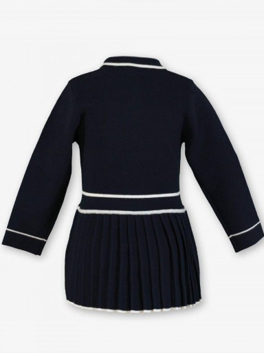 Miranda Vestido Infantil Punto Azul Marino Falda Plisada Tiras Crudo "Moana" 0245/V [2]