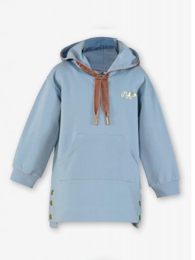Miranda Vestido Infantil Tipo Sudadera Algodon Azul Capucha "Wendy" 0632/V [1]