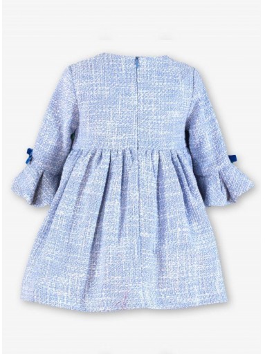 Miranda Vestido Infantil Ceremonia Tweet Azul Pliegues Lazadas Terciopelo Azul "Jane" 0234/V [2]