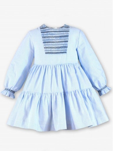 Miranda Vestido Infantil  Rayas Azules Nido de Abeja "Lottie" 0244/V [1]