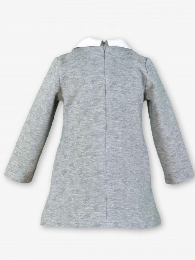 Miranda Vestido Infantil Ebasé Cloqué Gris Corazon Rojo Lazada Cuello Blanco "Ursula" 0253/V [2]