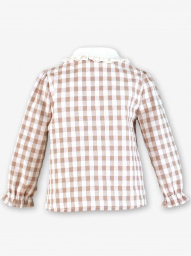 Miranda Conjunto Infantil Blusa Cuadro vichy Camel Short Solapa Botones "Jasmine" 0609/23 [3]