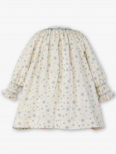 Miranda Vestido Infantil Crudo Estampado Estrellas de la Nieve  Lazada Terciopelo Marino "Jessie" 0225/V [2]