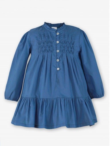 Miranda Vestido Infantil Camisero Azulón Corte Evasé Botonadura Delantera "Pocahontas" 0600/V [1]