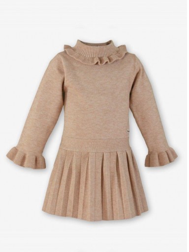 Miranda Vestido Infantil Punto Beig Falda Plisada Volante Cuello y Puños "Nala" 0624/V [1]
