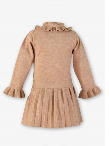 Miranda Vestido Infantil Punto Beig Falda Plisada Volante Cuello y Puños "Nala" 0624/V [2]