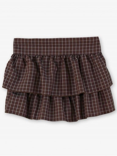 Miranda Conjunto Infantil Blusa Celeste Falda Pantalon Volantes Marron Cuadros "Yzma" 0247/23 [4]