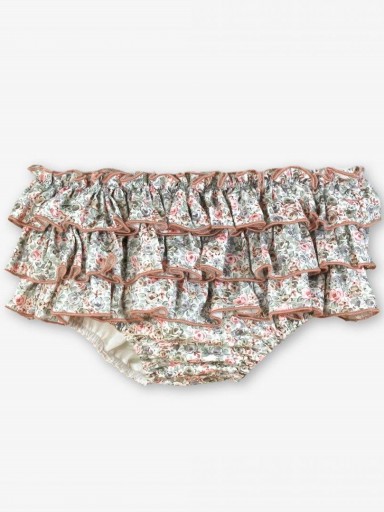 Miranda Conjunto Infantil Sudadera Beig Cuello Pompones Braguita Volantes Flores "Kida" 0612/23 [3]