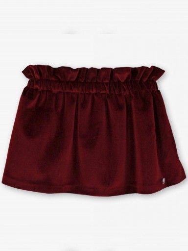 Miranda Conjunto Infantil Blusa Blanca Estampada Flores Granate Falda de terciopelo Granate "Abby Park" 0228/2F [2]