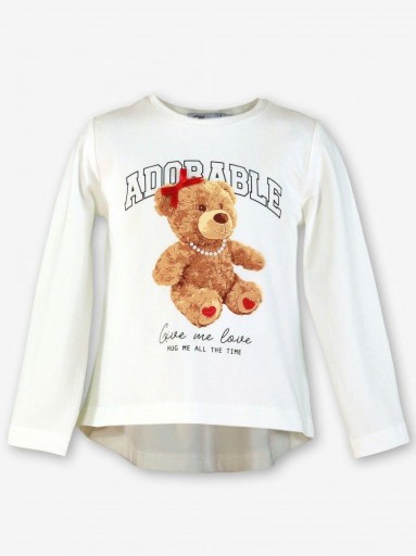 Miranda Conjunto Infantil Camiseta Beig Osita Lazada Pantalon largo Pana Gris "Ursula" 0253/23 [1]